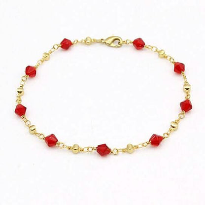 18k Gold Filled High Polish Finish Red Crystal Ankle Bracelet DailySale