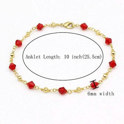 18k Gold Filled High Polish Finish Red Crystal Ankle Bracelet DailySale