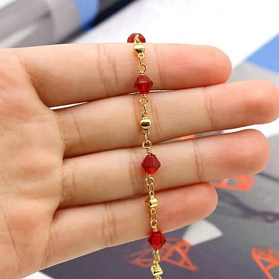 18k Gold Filled High Polish Finish Red Crystal Ankle Bracelet DailySale