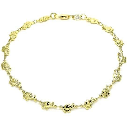 18k Gold Filled High Polish Finsh Elephant Link Anklet Bracelet DailySale