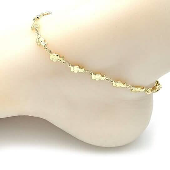 18k Gold Filled High Polish Finsh Elephant Link Anklet Bracelet DailySale