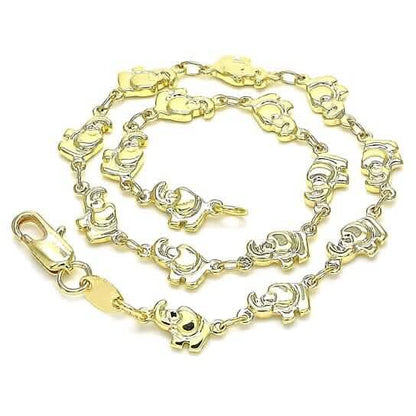 18k Gold Filled High Polish Finsh Elephant Link Anklet Bracelet DailySale