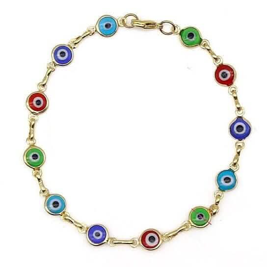 18k Gold Filled High Polish Finsh Evil Eye Bracelet DailySale