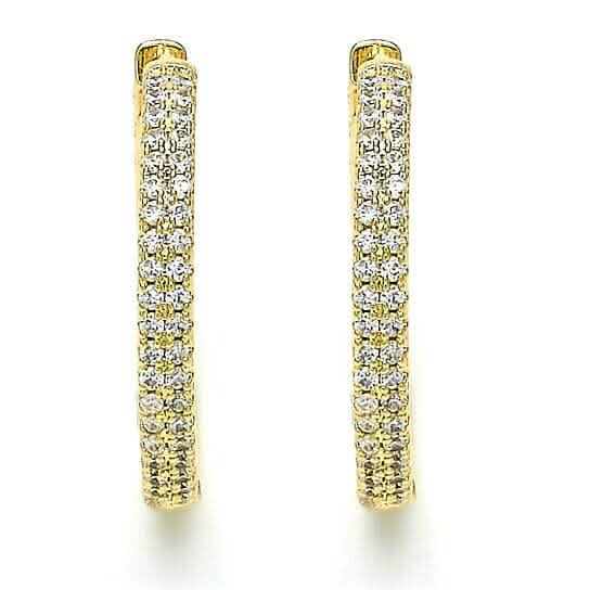 18k Gold Filled High Polish Finsh Huggie Hoop with Crystal, Golden Tone DailySale