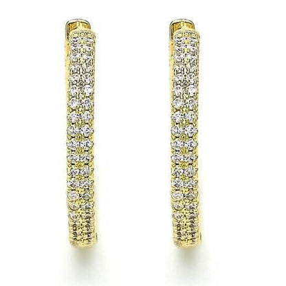18k Gold Filled High Polish Finsh Huggie Hoop with Crystal, Golden Tone DailySale