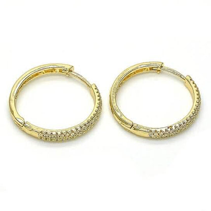 18k Gold Filled High Polish Finsh Huggie Hoop with Crystal, Golden Tone DailySale