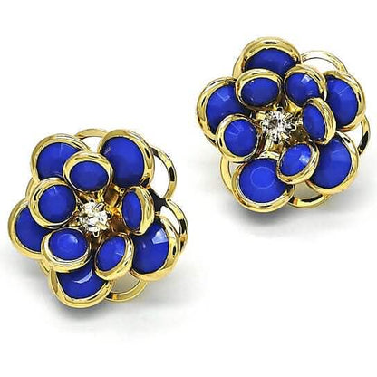 18k Gold Filled High Polish Finsh Sapphire Hibiscus Crystal Stud Earring DailySale