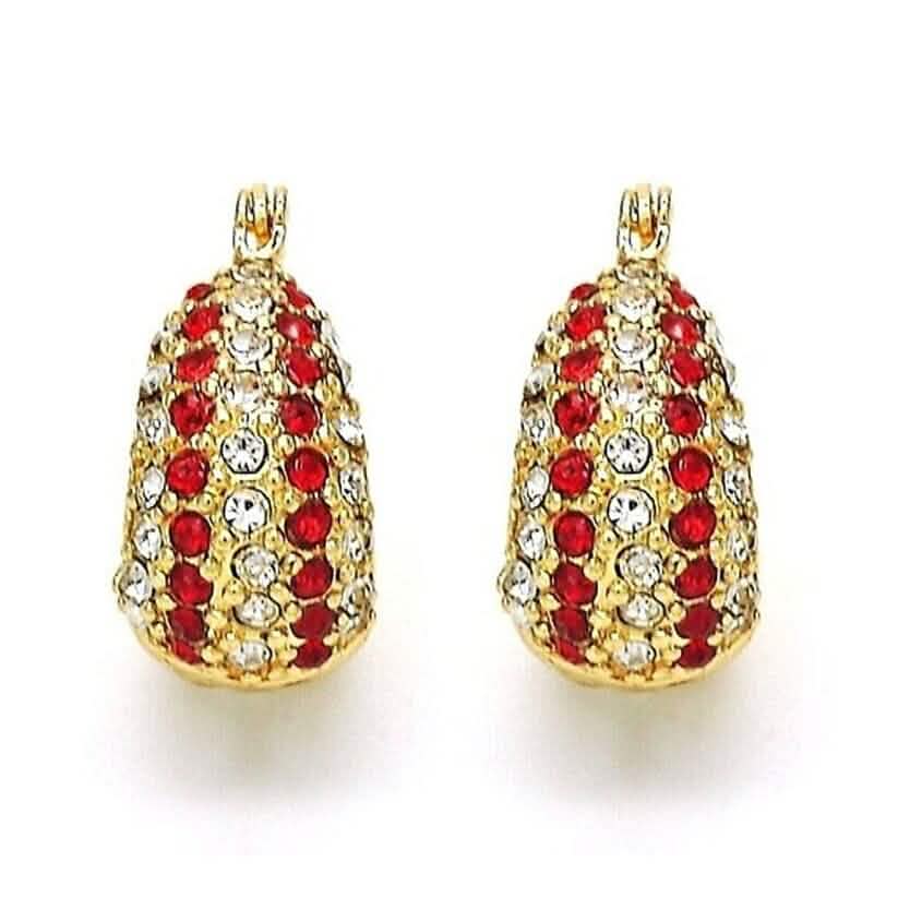 18K Gold-Filled High-Polish Red & White Crystal Earrings DailySale