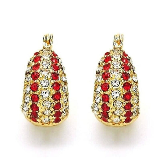 18K Gold-Filled High-Polish Red & White Crystal Earrings DailySale