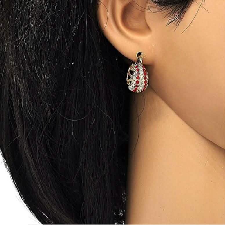 18K Gold-Filled High-Polish Red & White Crystal Earrings DailySale