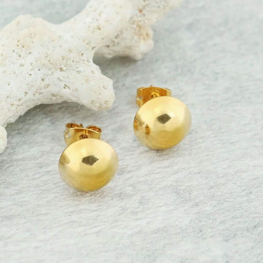 18K Gold Half Ball Stud Earrings DailySale