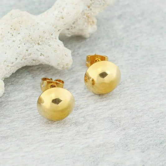 18K Gold Half Ball Stud Earrings DailySale