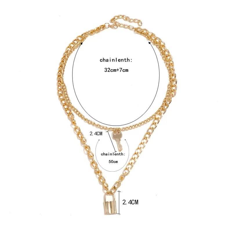 18K Gold Key Lock Necklace DailySale