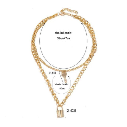 18K Gold Key Lock Necklace DailySale