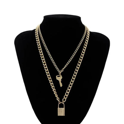 18K Gold Key Lock Necklace DailySale