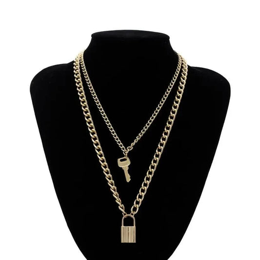 18K Gold Key Lock Necklace DailySale