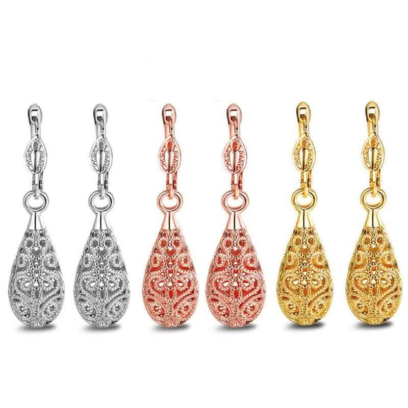 18K Gold Laser Cut Filigree Drop Earrings - Assorted Colors DailySale
