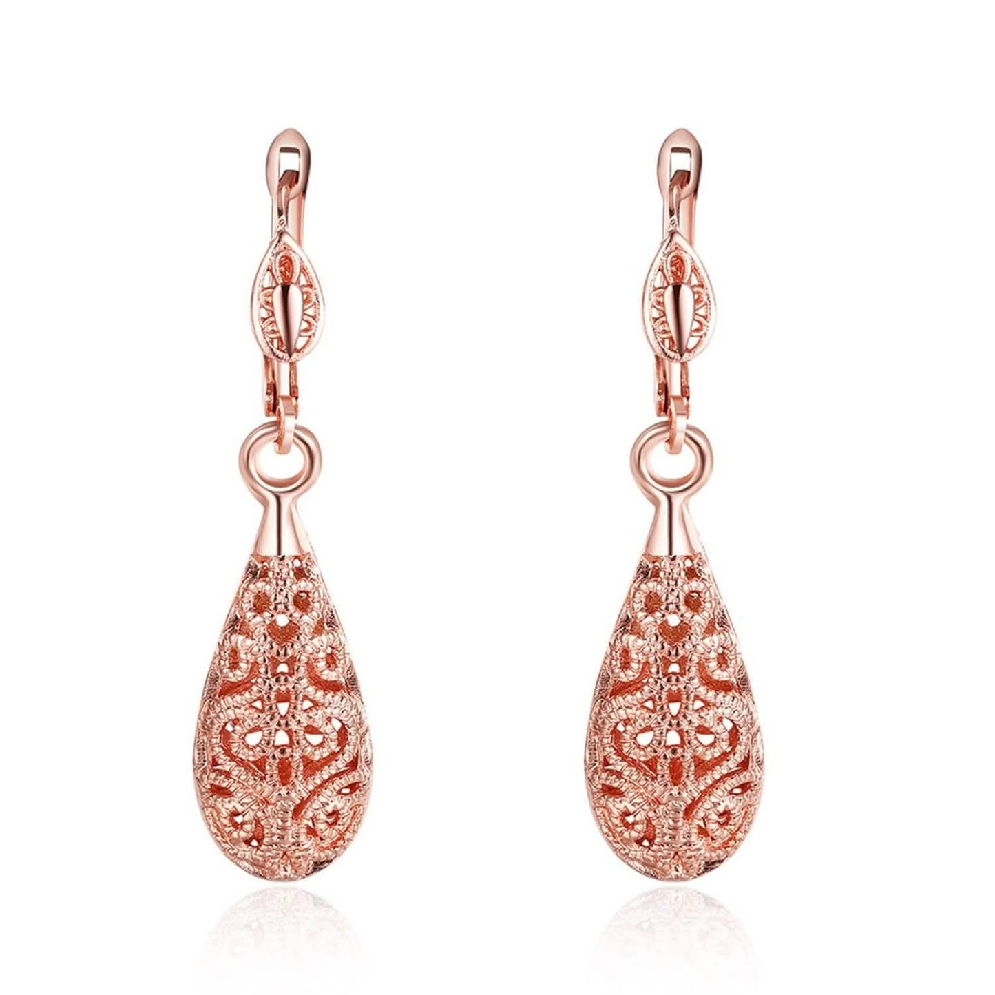 18K Gold Laser Cut Filigree Drop Earrings - Assorted Colors DailySale