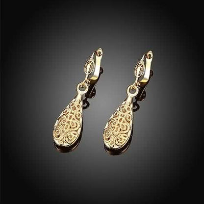 18K Gold Laser Cut Filigree Drop Earrings - Assorted Colors DailySale