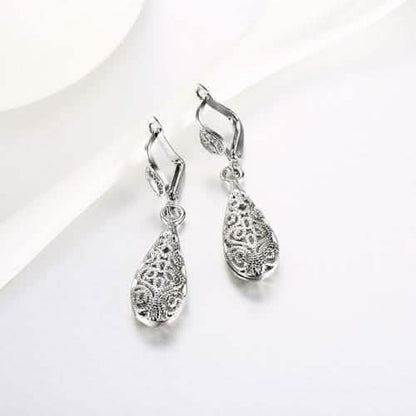 18K Gold Laser Cut Filigree Drop Earrings - Assorted Colors DailySale