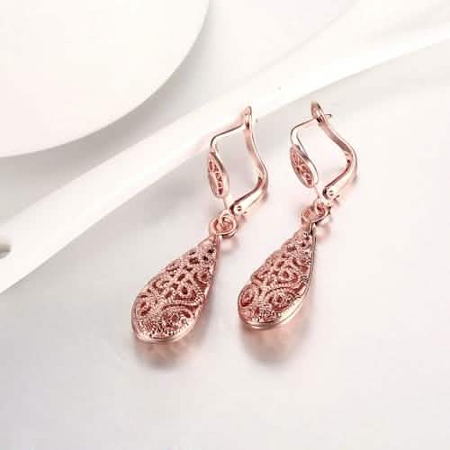 18K Gold Laser Cut Filigree Drop Earrings - Assorted Colors DailySale