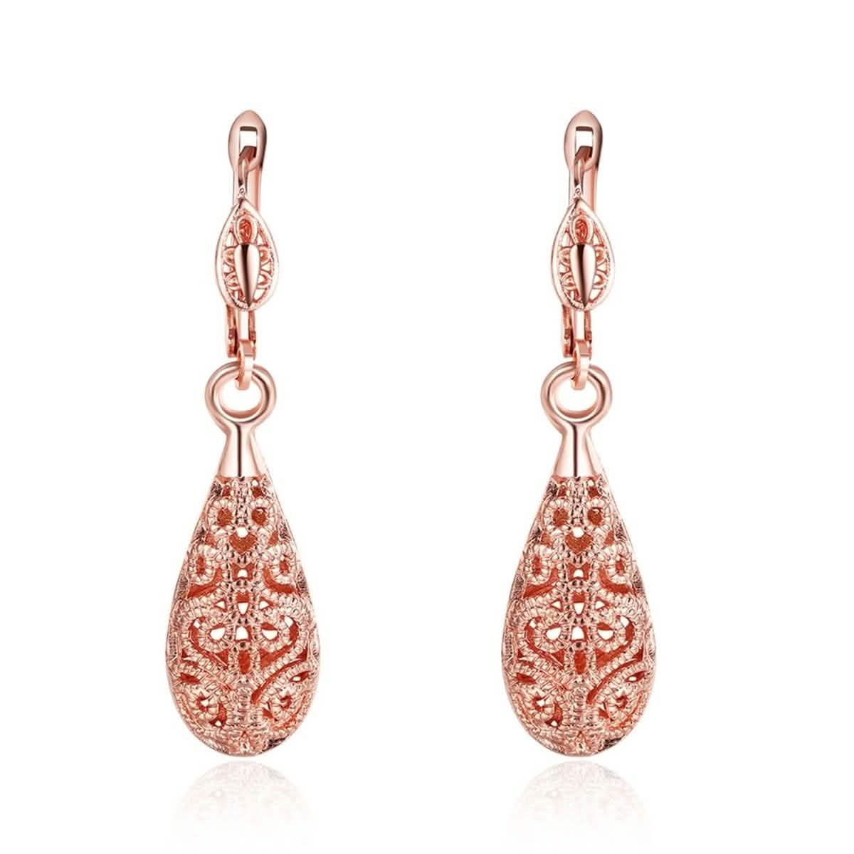 18K Gold Laser Cut Filigree Drop Earrings - Assorted Colors DailySale