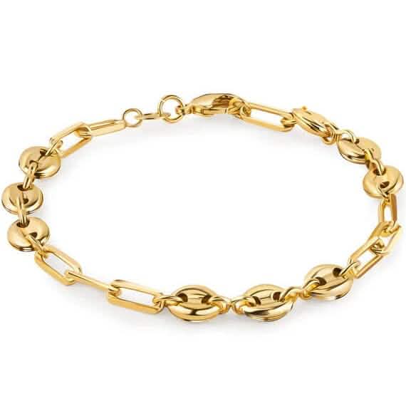 18K Gold Mariner and Paperclip Link Anklet 10" DailySale