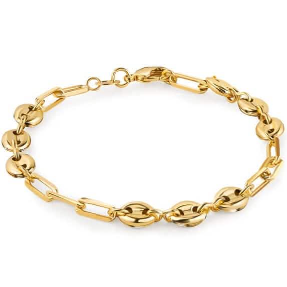 18K Gold Mariner and Paperclip Link Bracelet, 8 Inches DailySale