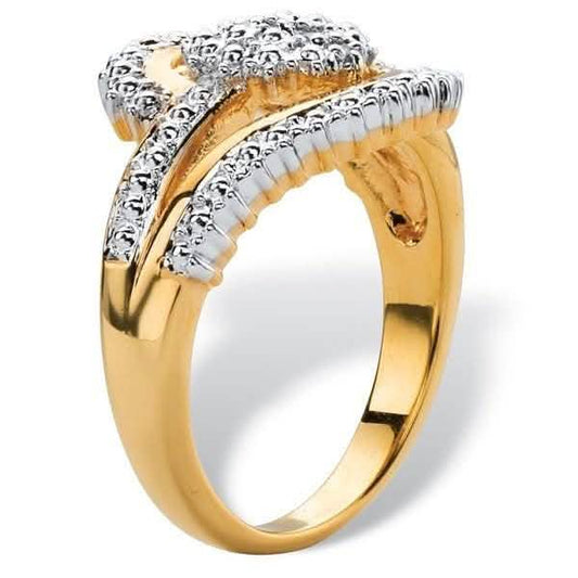 18K Gold Plated 0.15 Ct Diamond Accent Swirl Ring DailySale