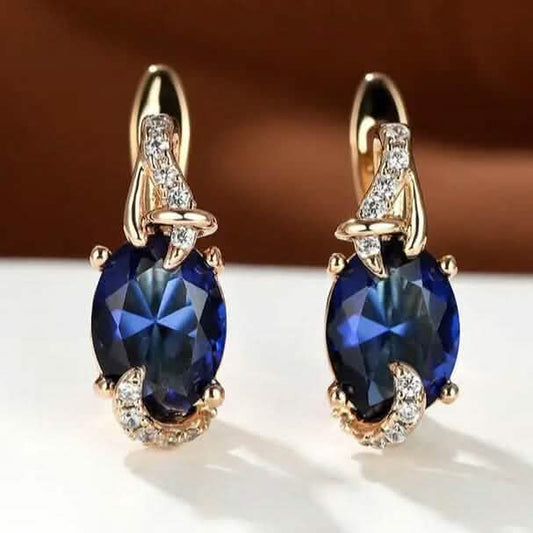 18K Gold Plated Blue Stone Stud Earrings DailySale