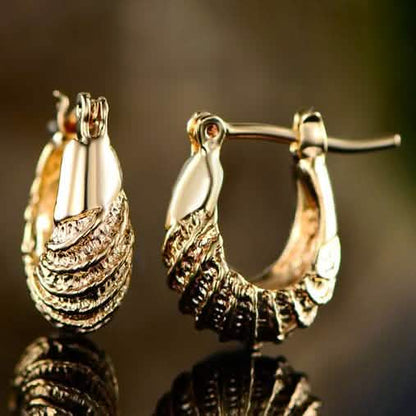 18k Gold Plated Carved Hoop Earrings DailySale