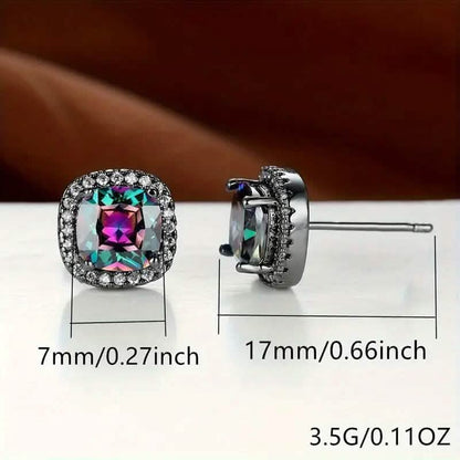 18K Gold Plated Colorful Square Shape Stud Earrings DailySale