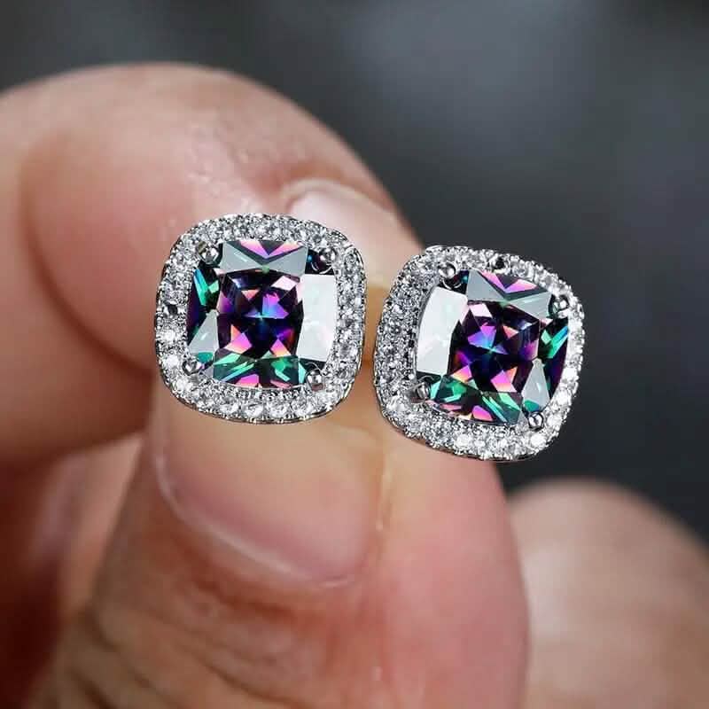 18K Gold Plated Colorful Square Shape Stud Earrings DailySale