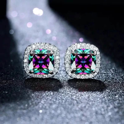 18K Gold Plated Colorful Square Shape Stud Earrings DailySale