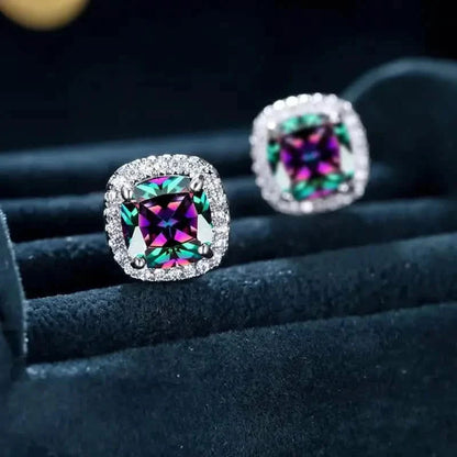 18K Gold Plated Colorful Square Shape Stud Earrings DailySale