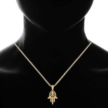 18K Gold Plated Crystal Hamsa Hand Pendant DailySale