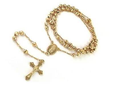18K Gold Plated Diamond Cut Rosary DailySale