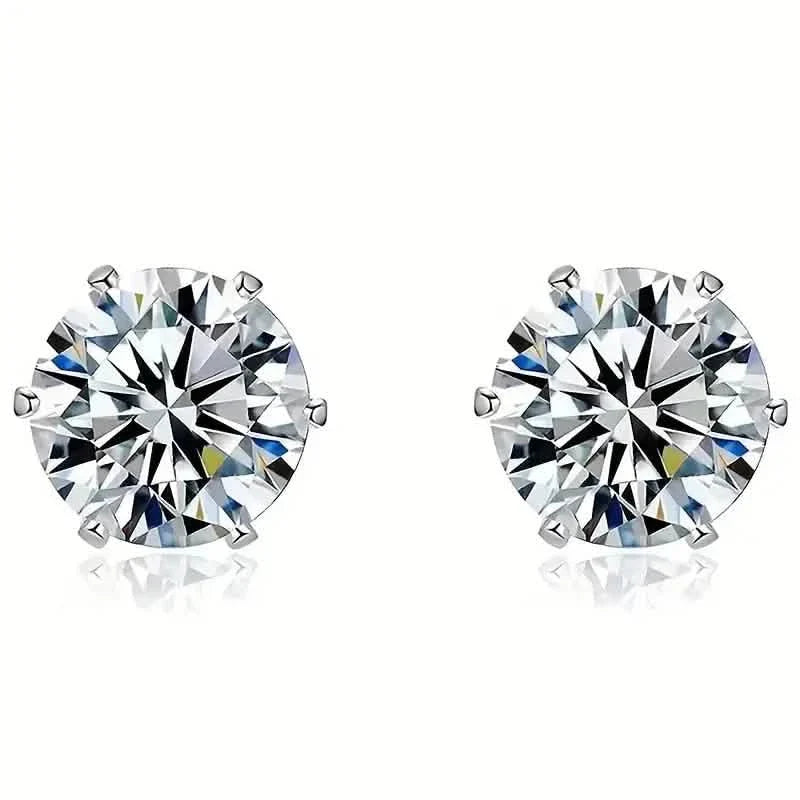 18K Gold Ear Bone Buckle Stainless Steel 6-Prong Zirconia Stud Earrings DailySale
