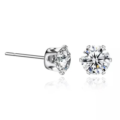 18K Gold Ear Bone Buckle Stainless Steel 6-Prong Zirconia Stud Earrings DailySale