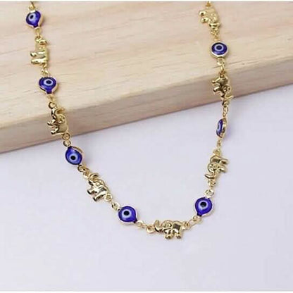 18k Gold Plated Elephant Blue Evil Eye Anklet DailySale