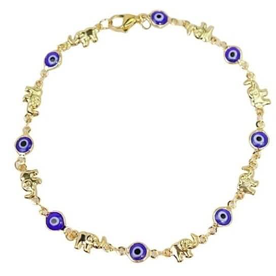 18k Gold Plated Elephant Blue Evil Eye Anklet DailySale