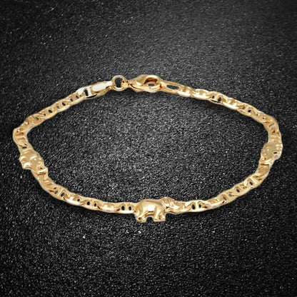 18K Gold Plated Elephant Charm Mariner Link Anklet DailySale