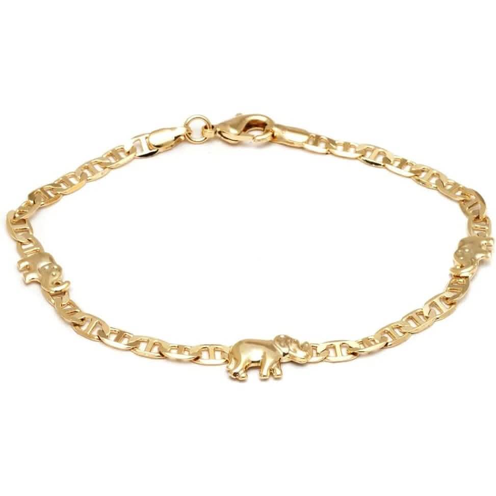 18K Gold Plated Flat Marina Elephant Anklet 10" DailySale