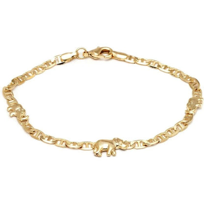 18K Gold Plated Flat Marina Elephant Anklet 10" DailySale