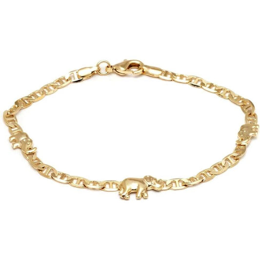 18K Gold Plated Flat Marina Elephant Anklet 10" DailySale