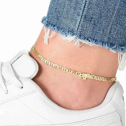 18K Gold Plated Flat Marina Elephant Anklet 10" DailySale