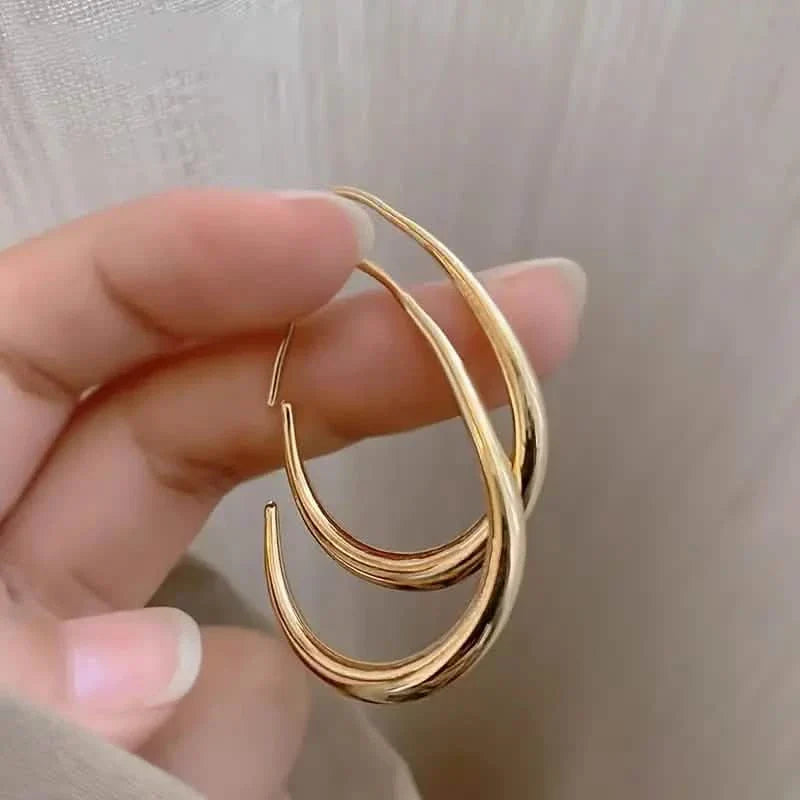 18K Gold Plated Glossy Minimalist Water Drop Design Hoop Earrings Copper DailySale