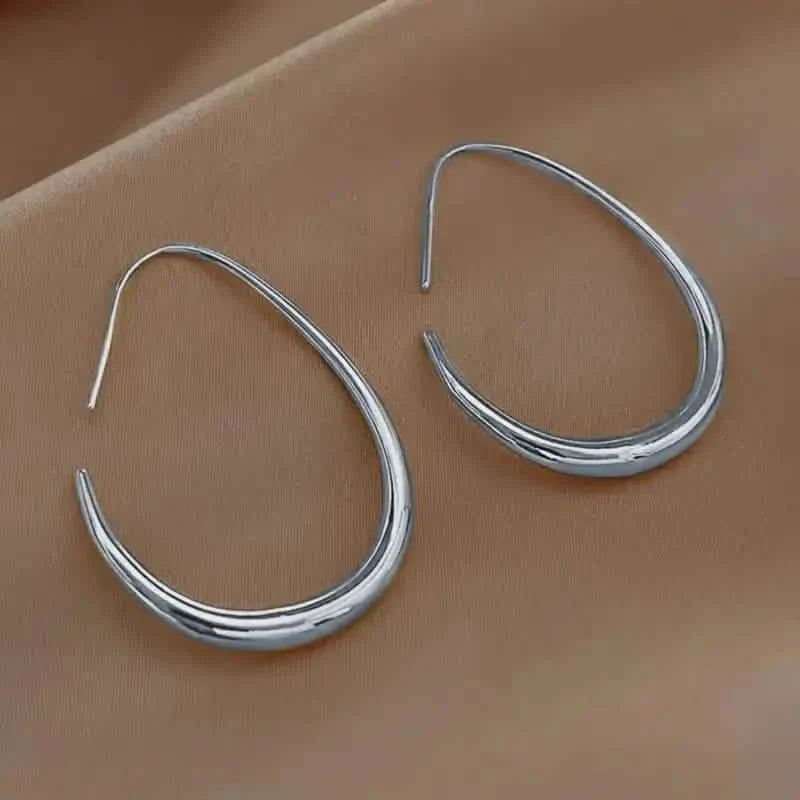18K Gold Plated Glossy Minimalist Water Drop Design Hoop Earrings Copper DailySale