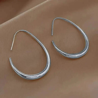 18K Gold Plated Glossy Minimalist Water Drop Design Hoop Earrings Copper DailySale