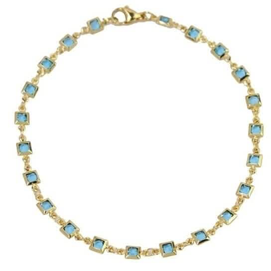 18K Gold Plated Light Blue Crystal Square Ankle Bracelet DailySale